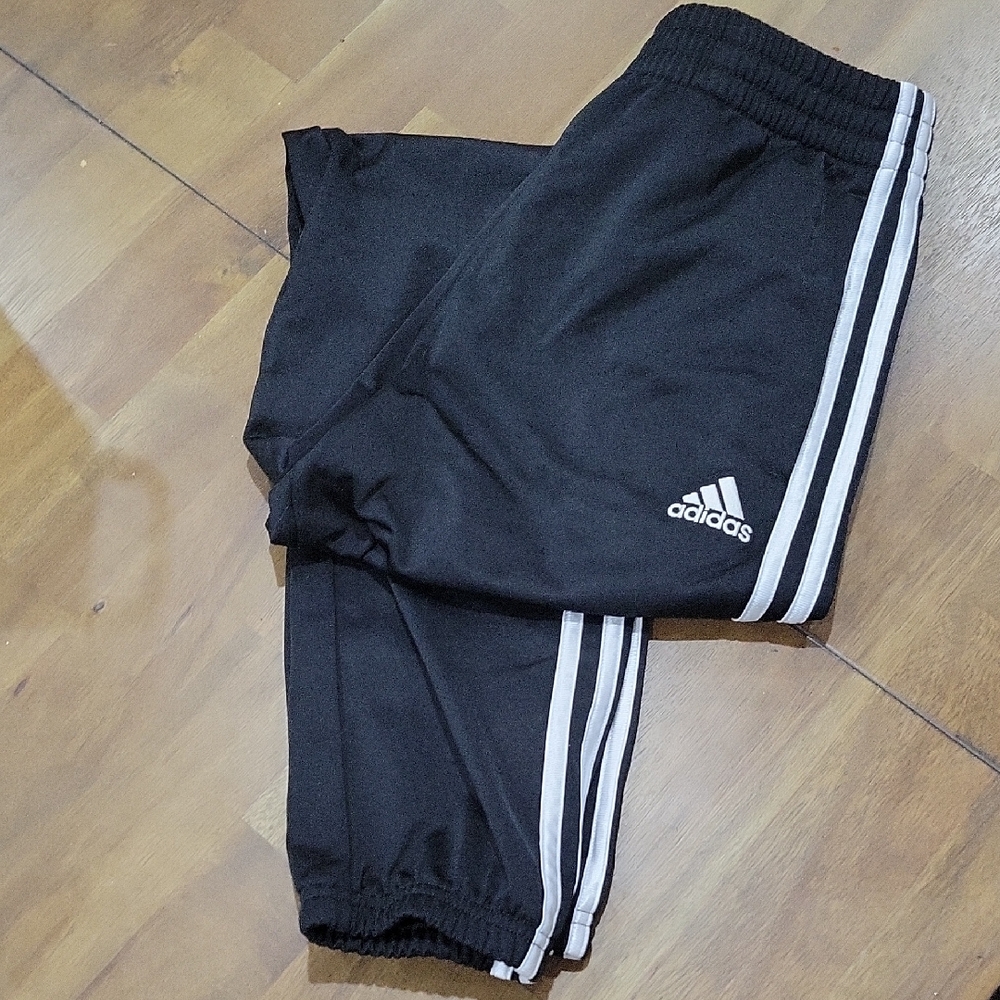Adidas Kids Black Joggers with White Stripes XL 18/20